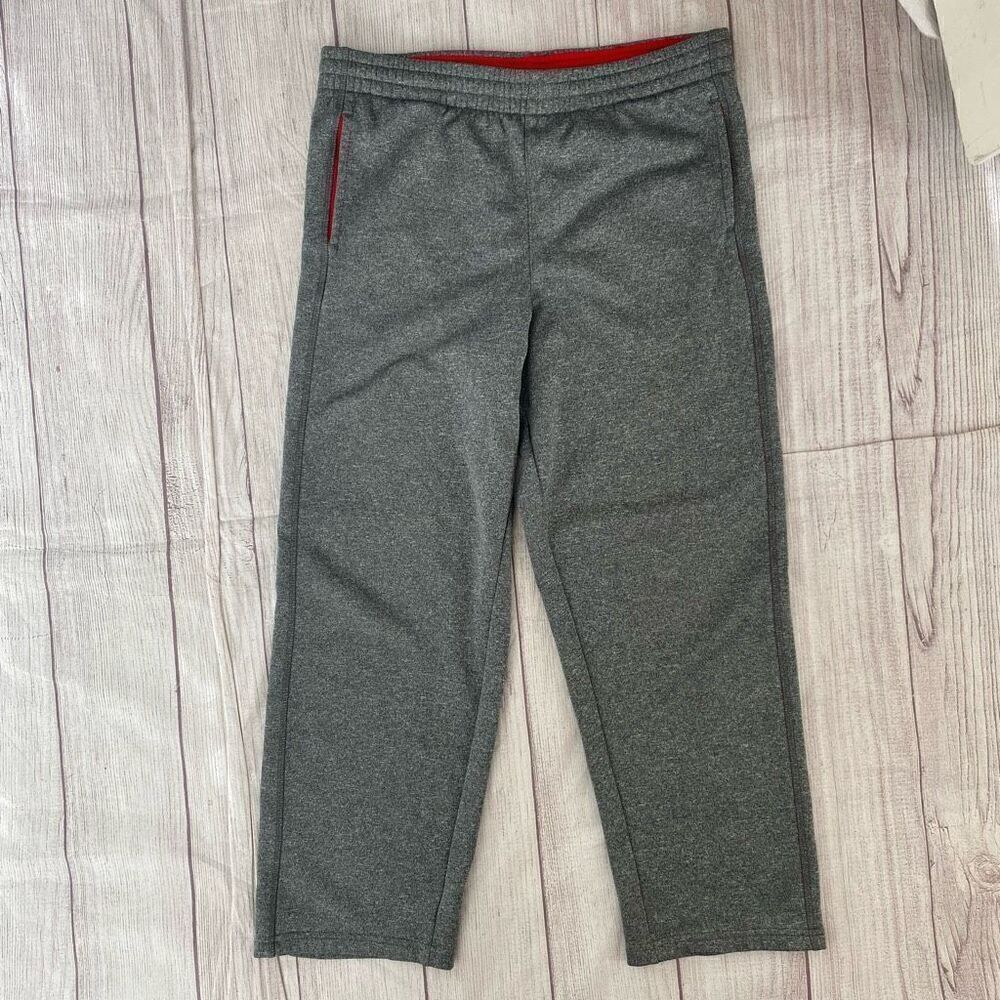 Tek gear boys youth M 10-12 pull on athletic pants grey and red